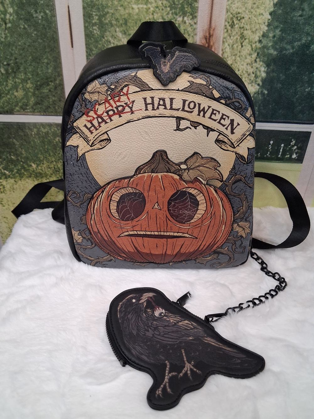 Universal Studios HHN  Lil' Boo Pumpkin Backpack w/ Raven Coin Purse